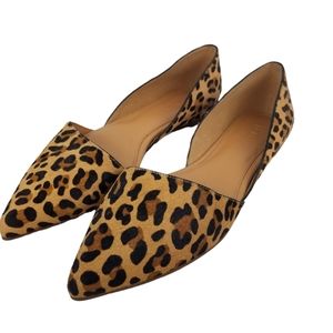 J. Crew Factory Zoe Calf Hair Leather Leopard Cheetah Pointed Toe Flats Size 7.5
